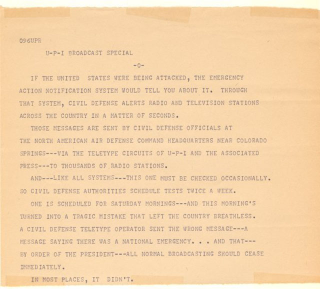 Illustration for article titled This Message from NORAD Announced Global Nuclear War—In 1971